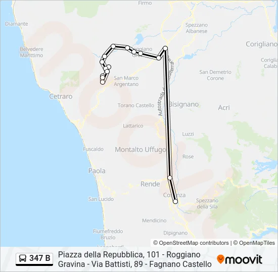 347 B Bus Line Map