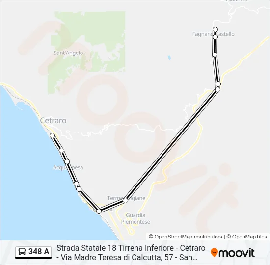 348 A Bus Line Map