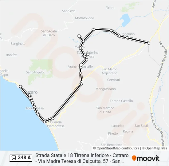 348 A Bus Line Map