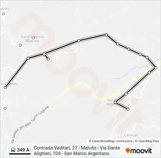349 A Bus Line Map