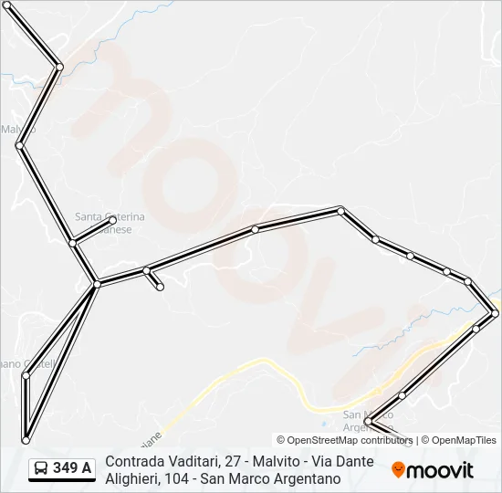 349 A Bus Line Map