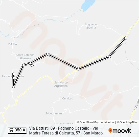 350 A Bus Line Map