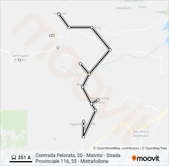 351 A Bus Line Map