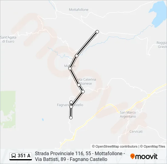351 A Bus Line Map