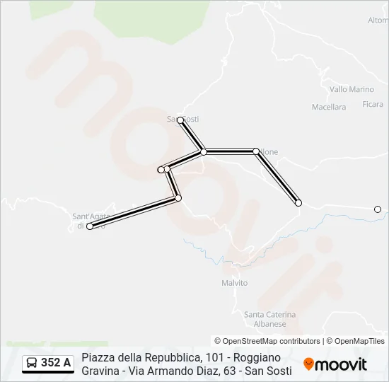 352 A Bus Line Map