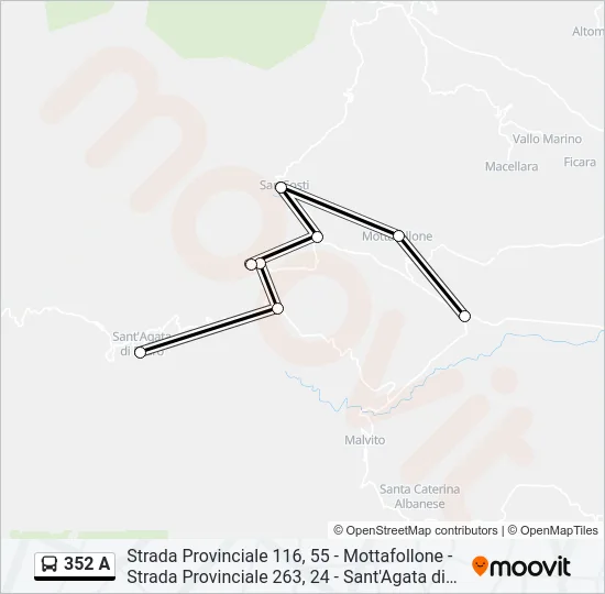 352 A Bus Line Map