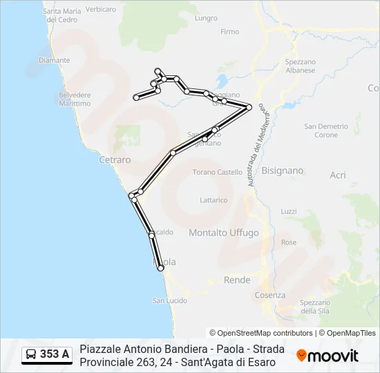 353 A Bus Line Map