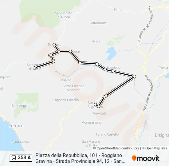 353 A Bus Line Map