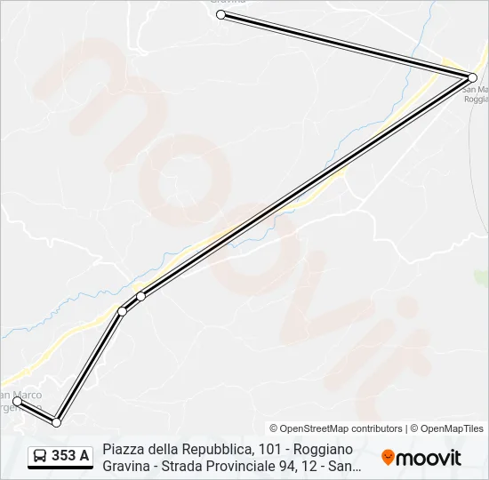353 A Bus Line Map