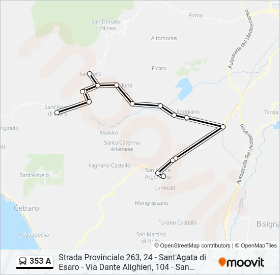 353 A Bus Line Map