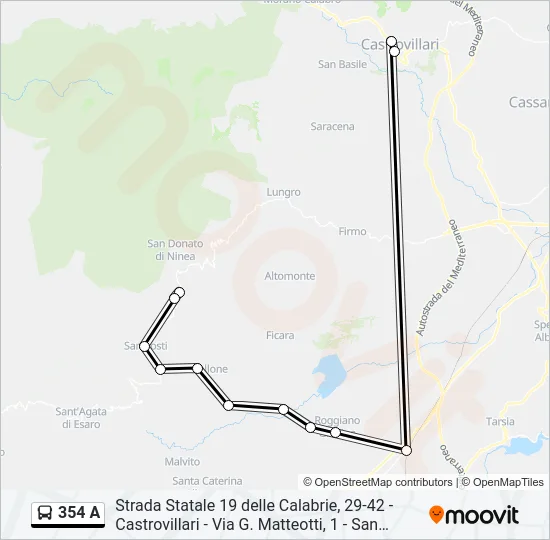 354 A Bus Line Map