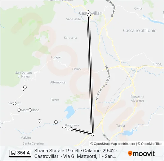 354 A Bus Line Map