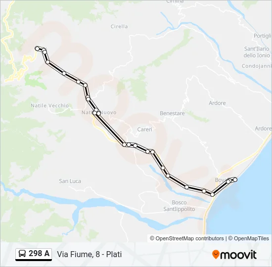 298 A Bus Line Map