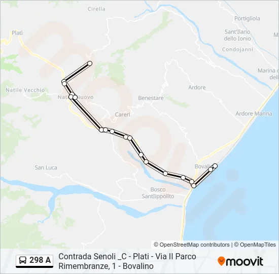 298 A Bus Line Map