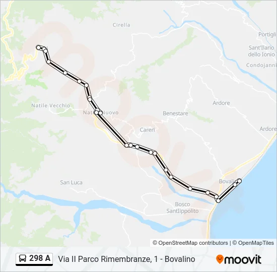 298 A Bus Line Map