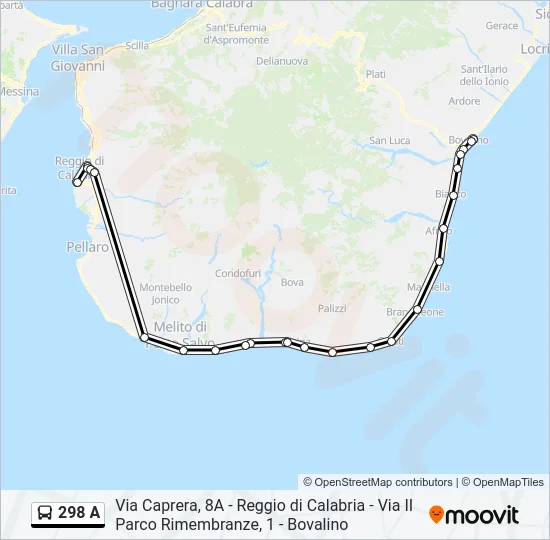 298 A Bus Line Map