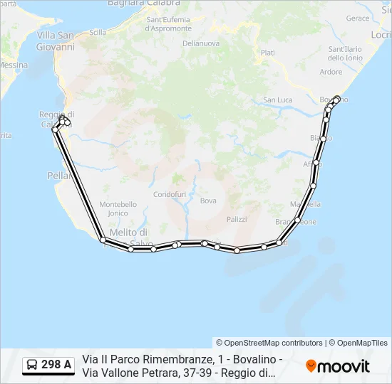 298 A Bus Line Map