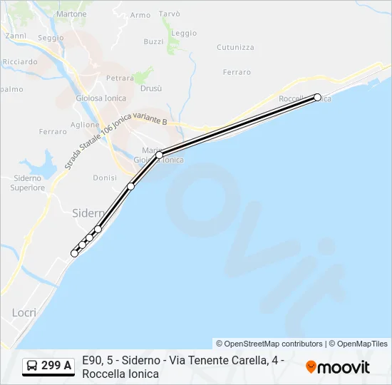 299 A Bus Line Map