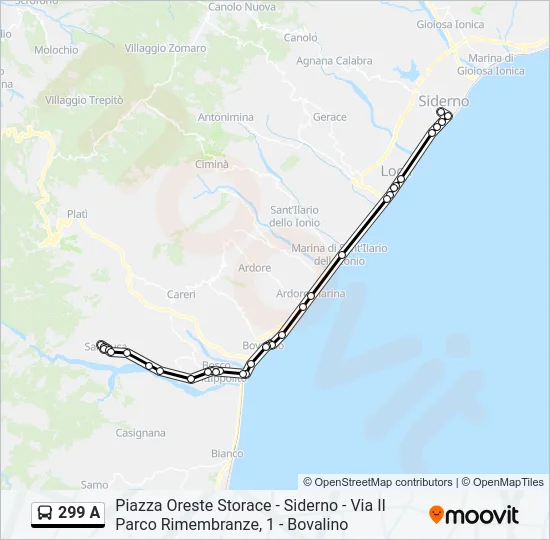 299 A Bus Line Map