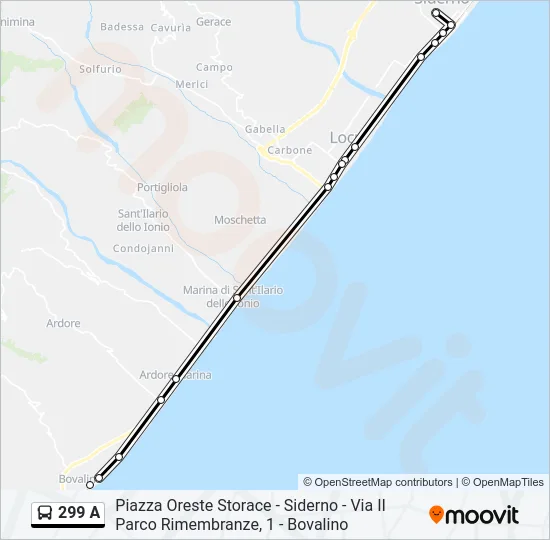 299 A Bus Line Map
