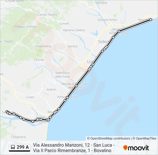 299 A Bus Line Map