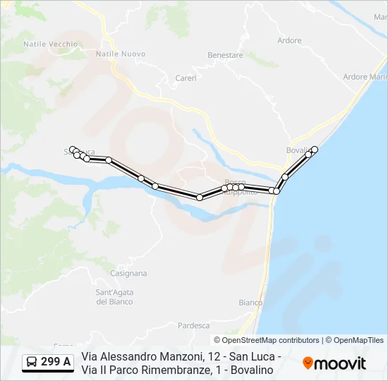 299 A Bus Line Map