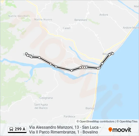 299 A Bus Line Map
