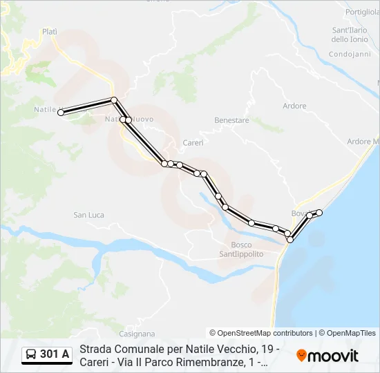 301 A Bus Line Map