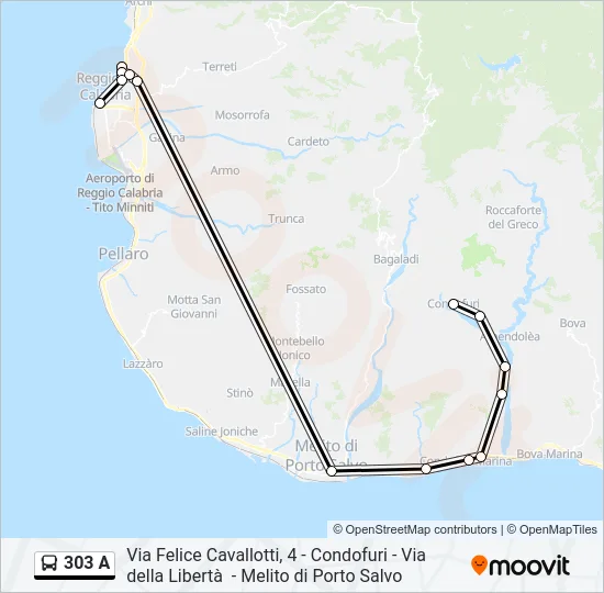303 A Bus Line Map