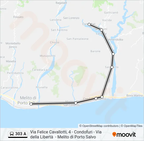 303 A Bus Line Map