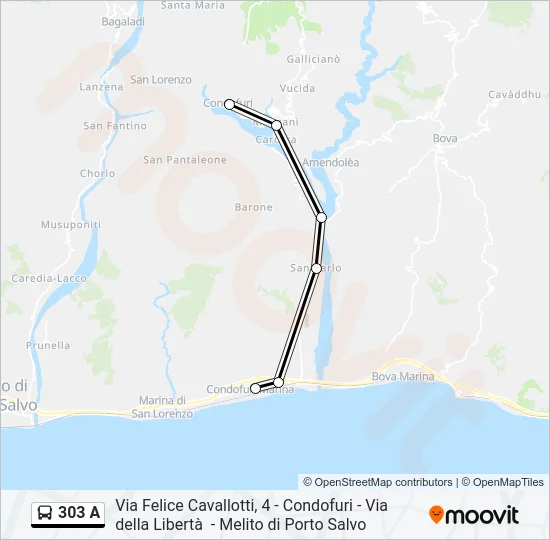 303 A Bus Line Map