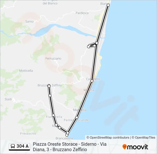 304 A Bus Line Map