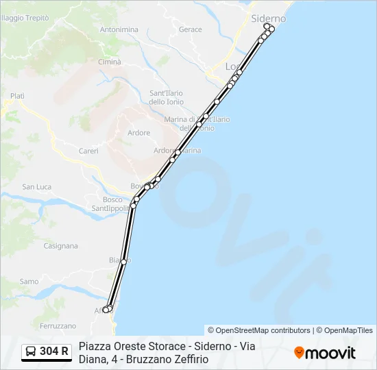 304 R Bus Line Map