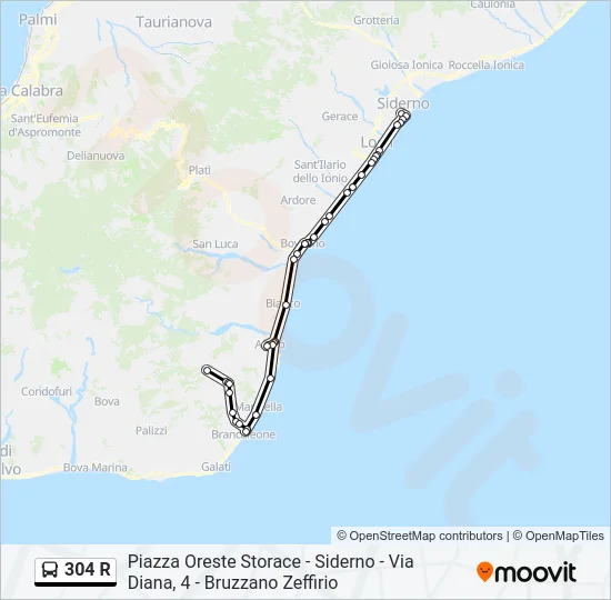 304 R Bus Line Map
