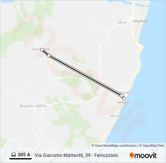 305 A Bus Line Map