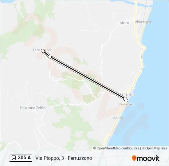 305 A Bus Line Map