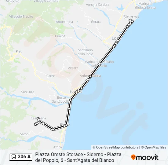 306 A Bus Line Map