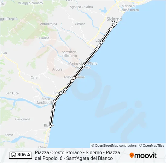 306 A Bus Line Map