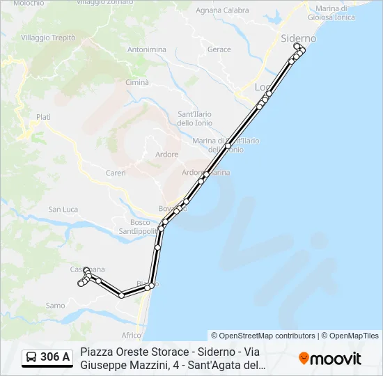 306 A Bus Line Map