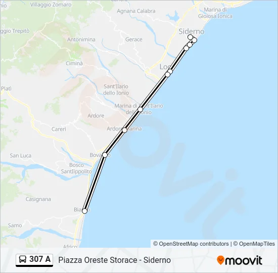 307 A Bus Line Map