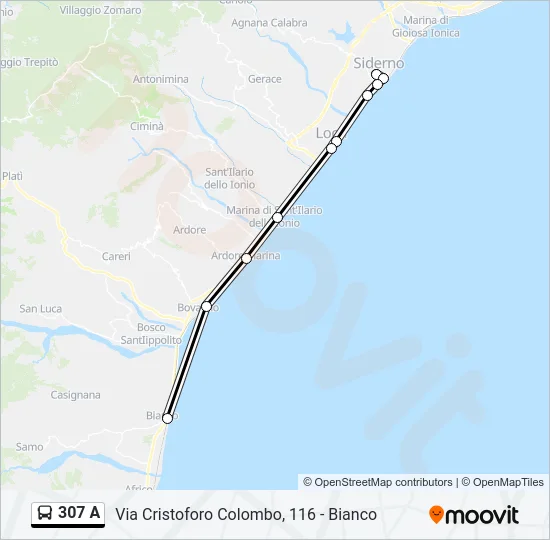 307 A Bus Line Map