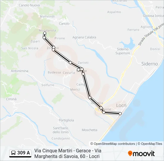 309 A Bus Line Map