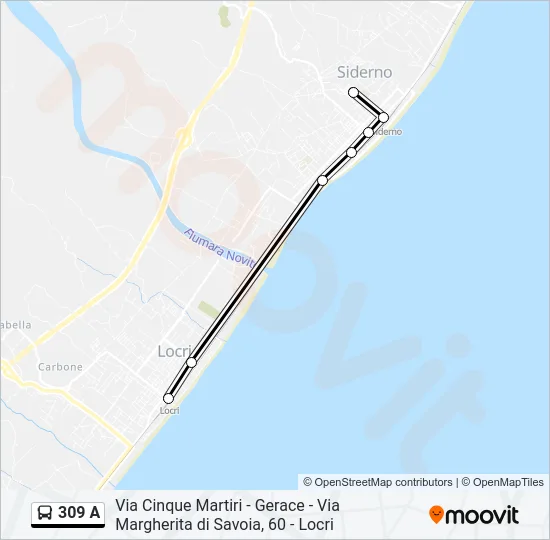309 A Bus Line Map