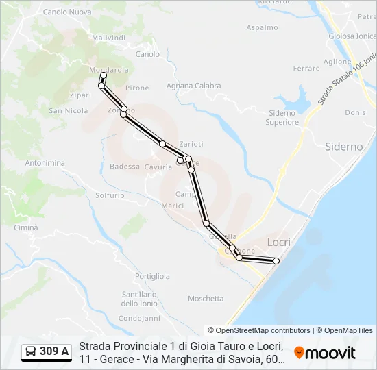 309 A Bus Line Map
