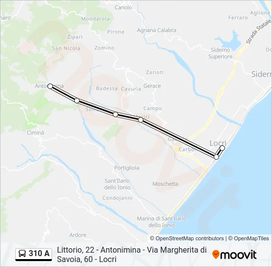 310 A Bus Line Map