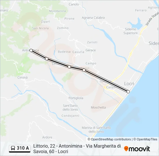 310 A Bus Line Map
