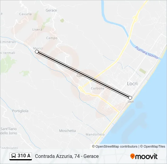 310 A Bus Line Map