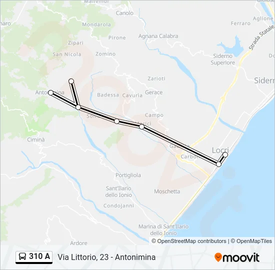 310 A Bus Line Map