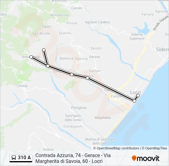 310 A Bus Line Map