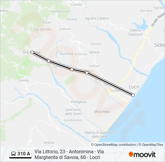 310 A Bus Line Map